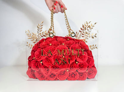 Buchet personalizabil "Secret" cu 51 de trandafiri(de sapun)