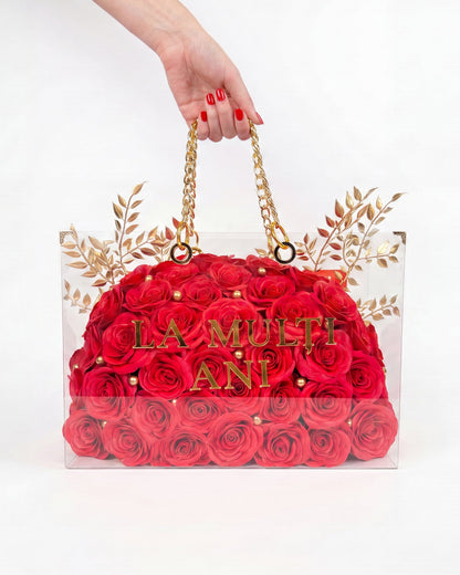 Gentuța „Secret Red"-51 trandafiri Real Touch