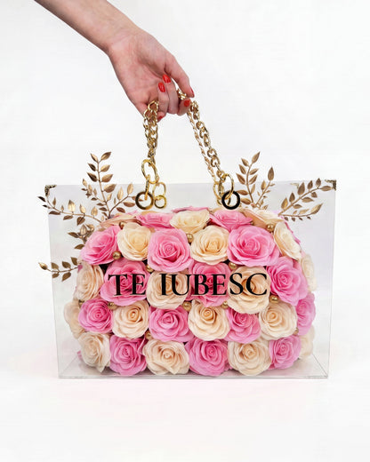 Gentuța „Secret Rose"-51 trandafiri Real Touch